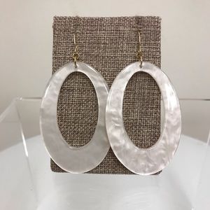 NWT Hush Gold White Large Oval Drop Earrings